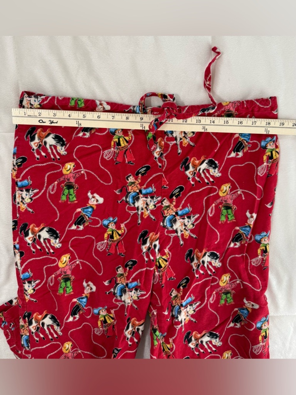 The Cat’S Pajamas Cowboy Western Print Lounge Pants Red Cotton Size M USA - Picture 5 of 5